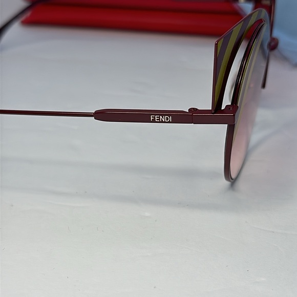💯 - New Authentic Fendi FF 0215/s 00l9- X4 Burgundy Cat Eye Sunglasses - Picture 14 of 17